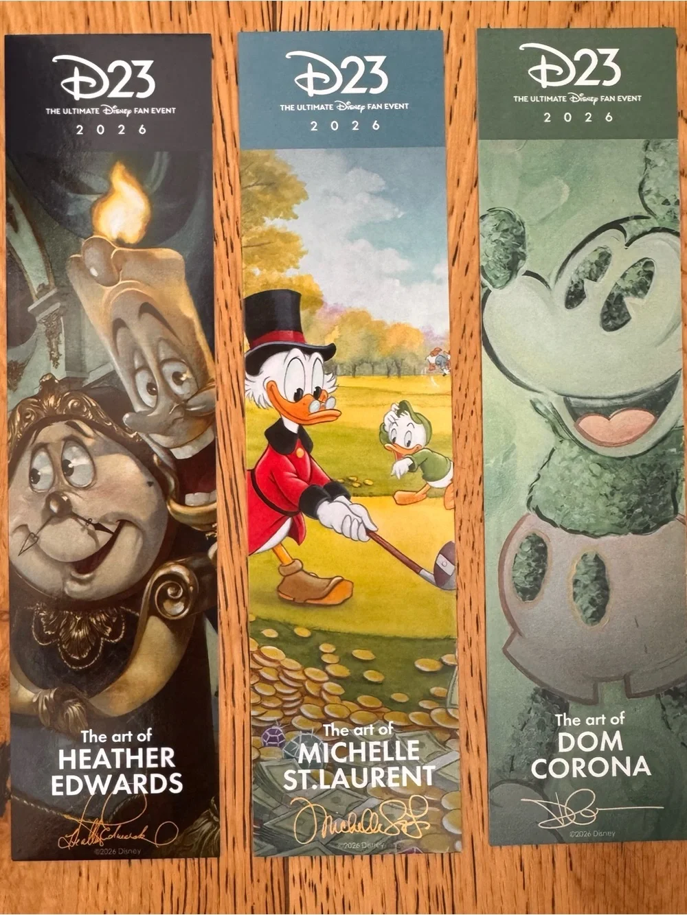 D23 THE ULTIMATE DISNEY FAN EVENT 2026 FINE ART SET OF 6 BOOKMARKS PRINTS